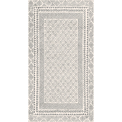 AMBRE Scandi Geometric Charcoal Light Beige Area Rug Flat