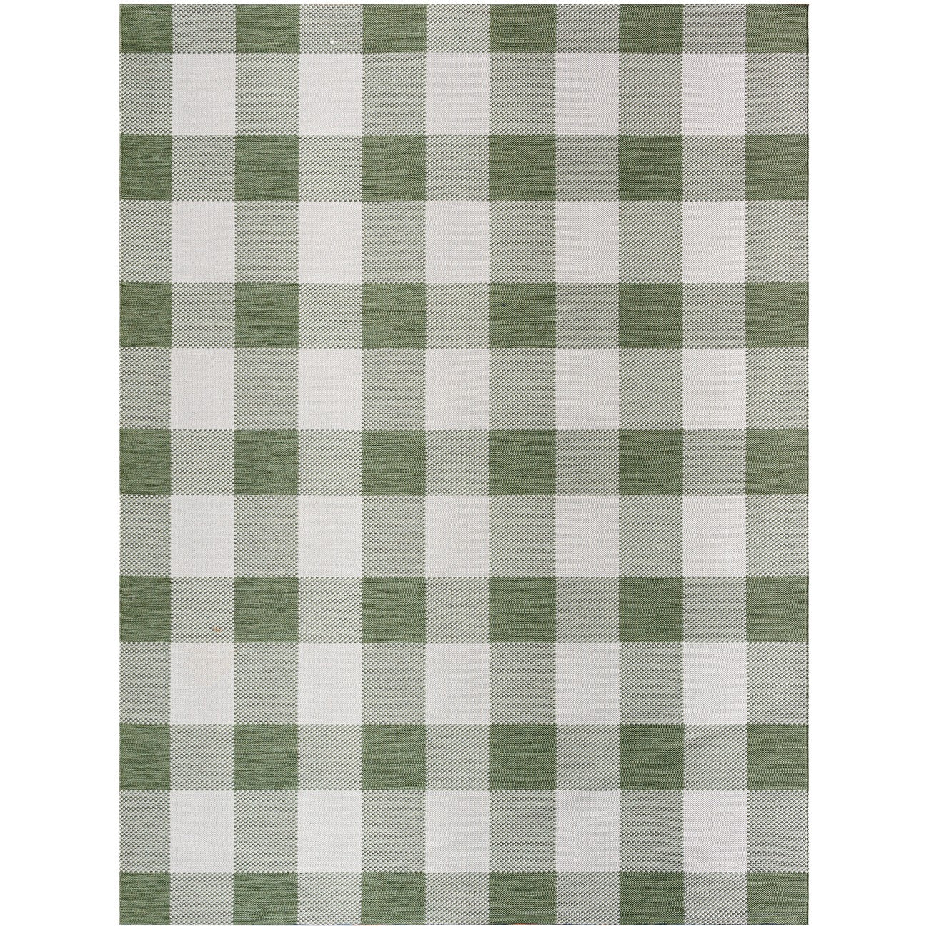 BIDDI Indoor & Outdoor Modern Dark Moss Checkered Area Rug Flat