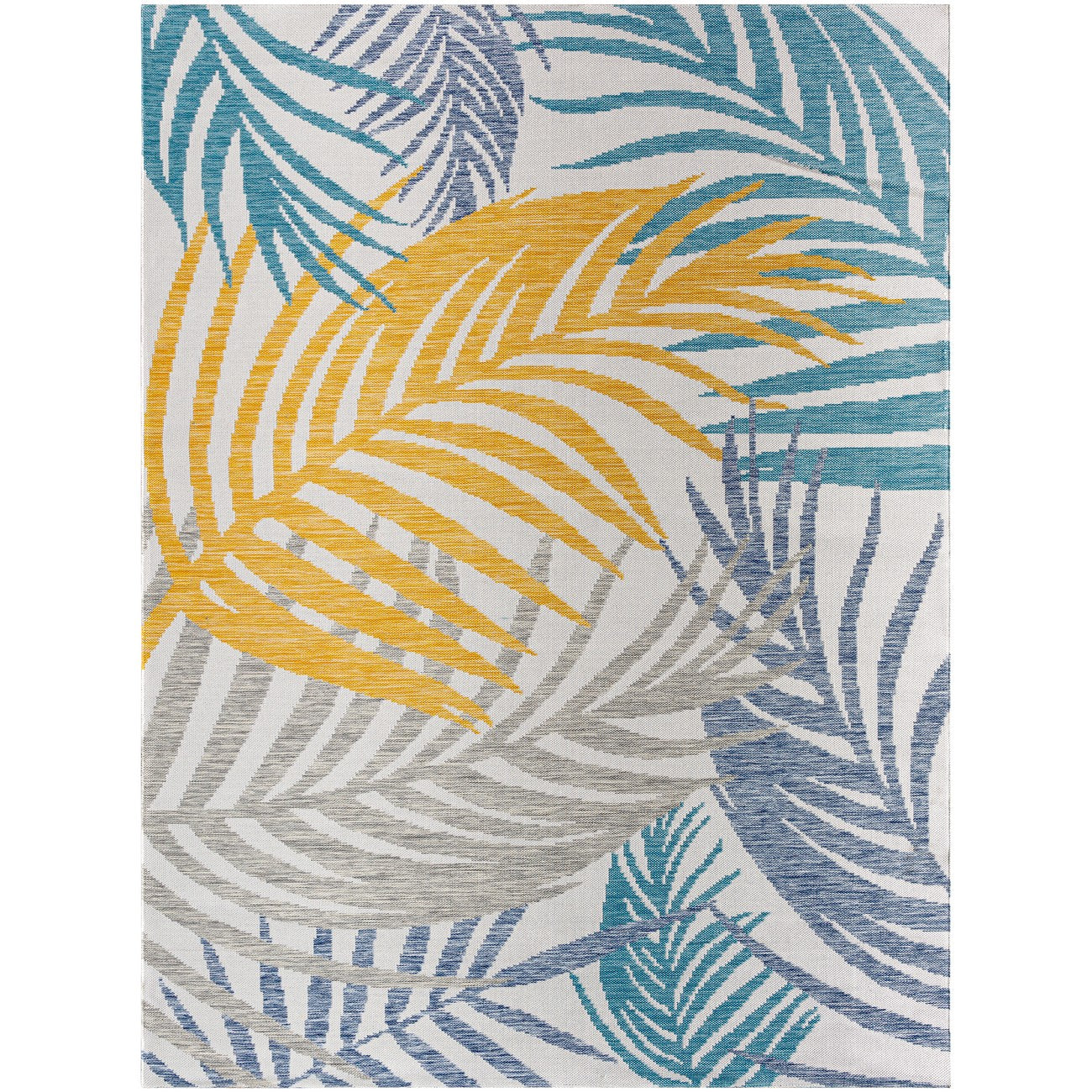 MOUNA Indoor & Outdoor Coastal Light Grey Area Rug Flat