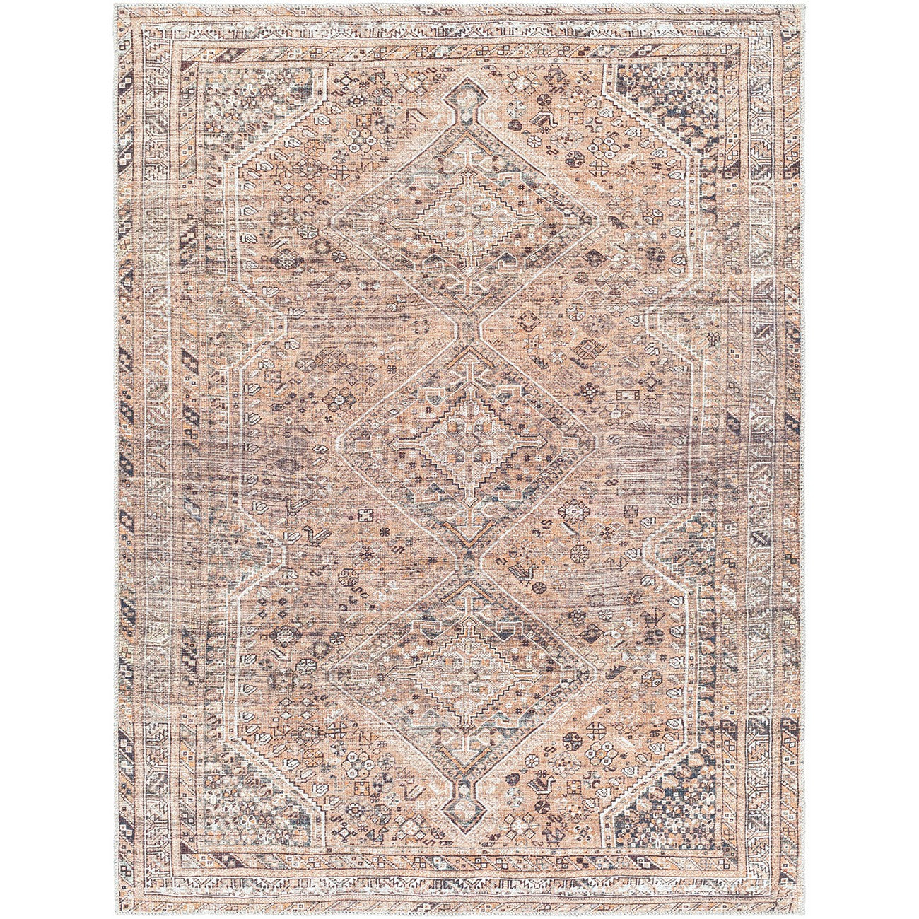 CALYPSO Machine Washable Traditional Boho Cider Area Rug Flat