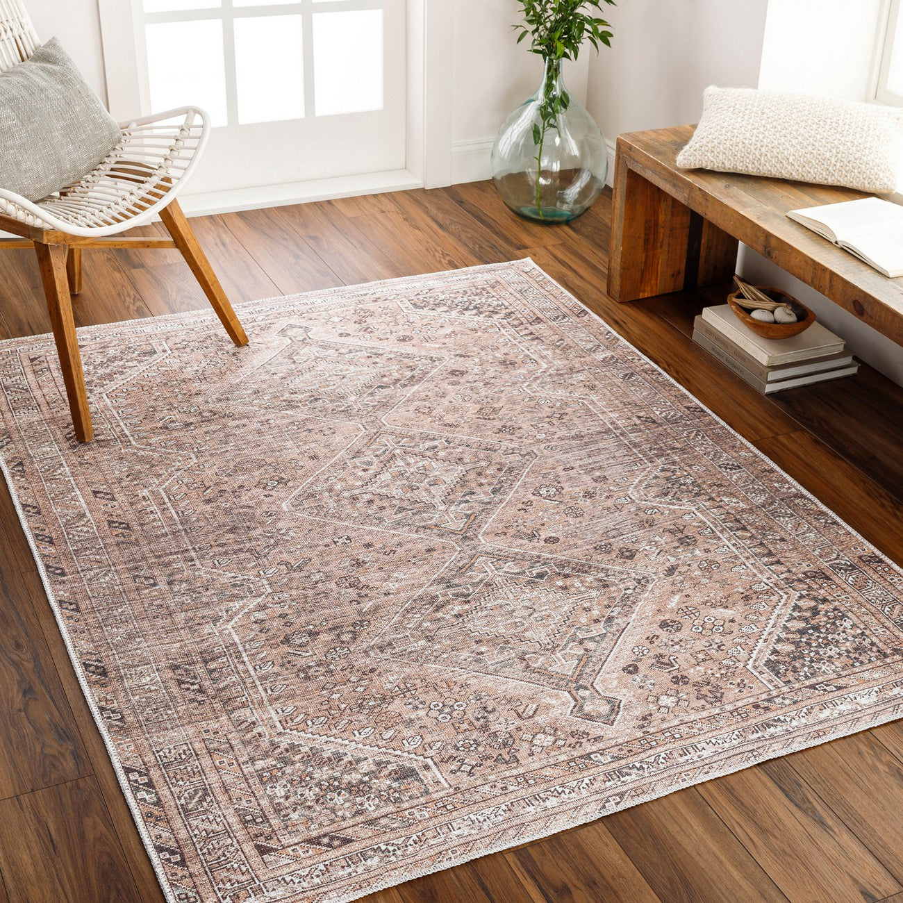CALYPSO Machine Washable Traditional Boho Cider Area Rug Roomscene