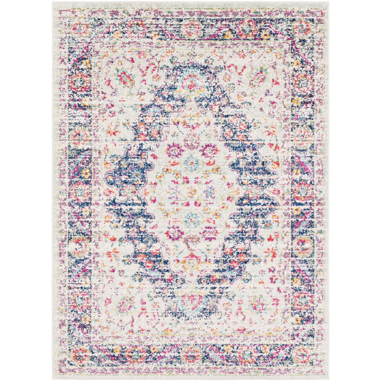 CANDY Vintage Oriental Boho Dark Blue Area Rug Flat