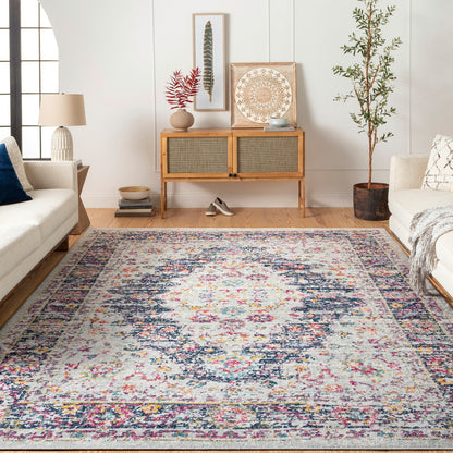 CANDY Vintage Oriental Boho Dark Blue Area Rug Roomscene
