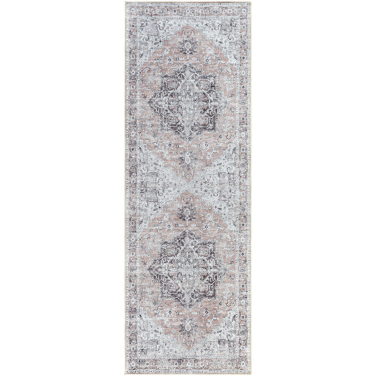 CAPUCINE Machine Washable Modern Boho Grey Area Rug Flat