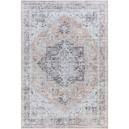 CAPUCINE Machine Washable Modern Boho Grey Area Rug Flat