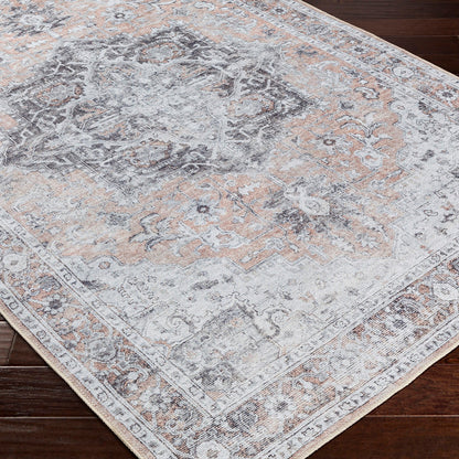 CAPUCINE Machine Washable Modern Boho Grey Area Rug Corner