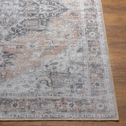 CAPUCINE Machine Washable Modern Boho Grey Area Rug Front