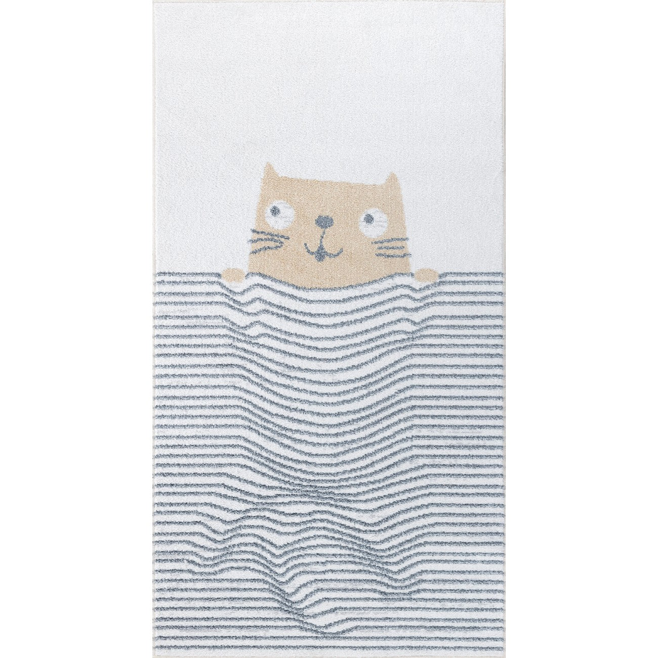 CATNAP Machine Washable Brown/Beige Kids Room Rug Flat