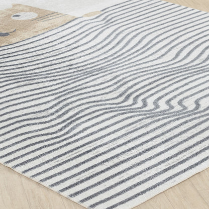 CATNAP Machine Washable Brown/Beige Kids Room Rug Corner