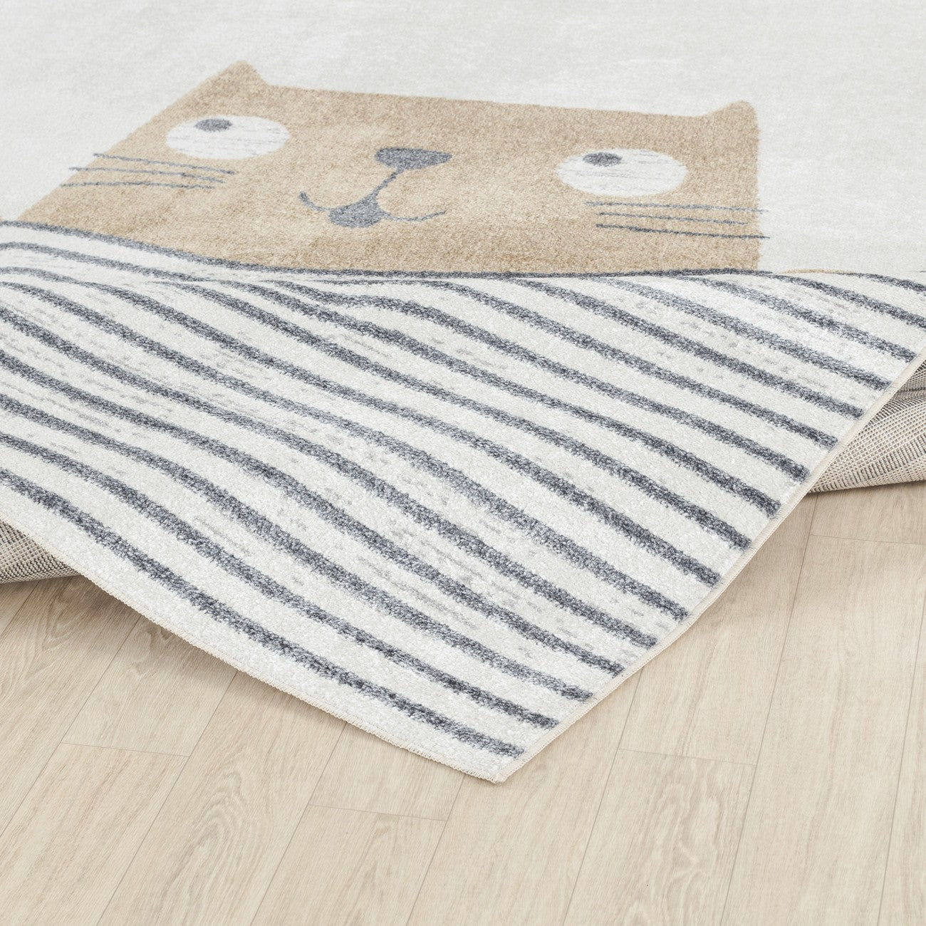 CATNAP Machine Washable Brown/Beige Kids Room Rug Fold