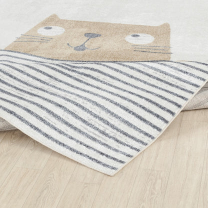CATNAP Machine Washable Brown/Beige Kids Room Rug Fold