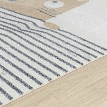 CATNAP Machine Washable Brown/Beige Kids Room Rug Texture