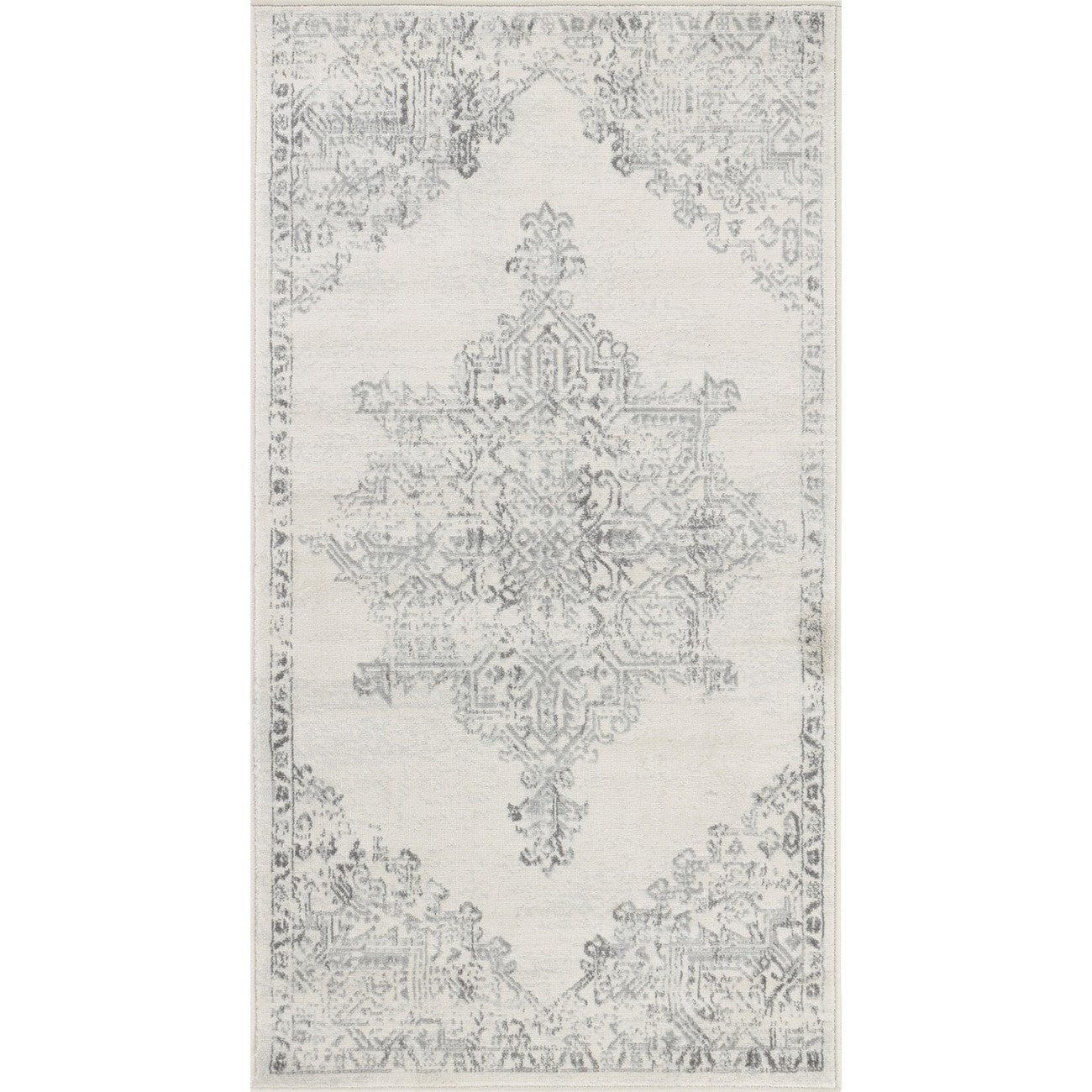 CEREN Vintage Traditional Oriental Boho Cream Area Rug Flat