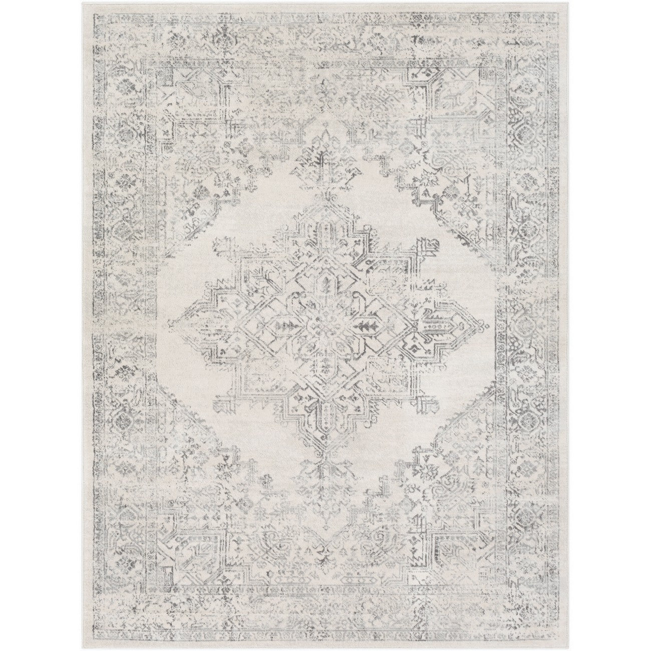CEREN Vintage Traditional Oriental Boho Cream Area Rug Flat
