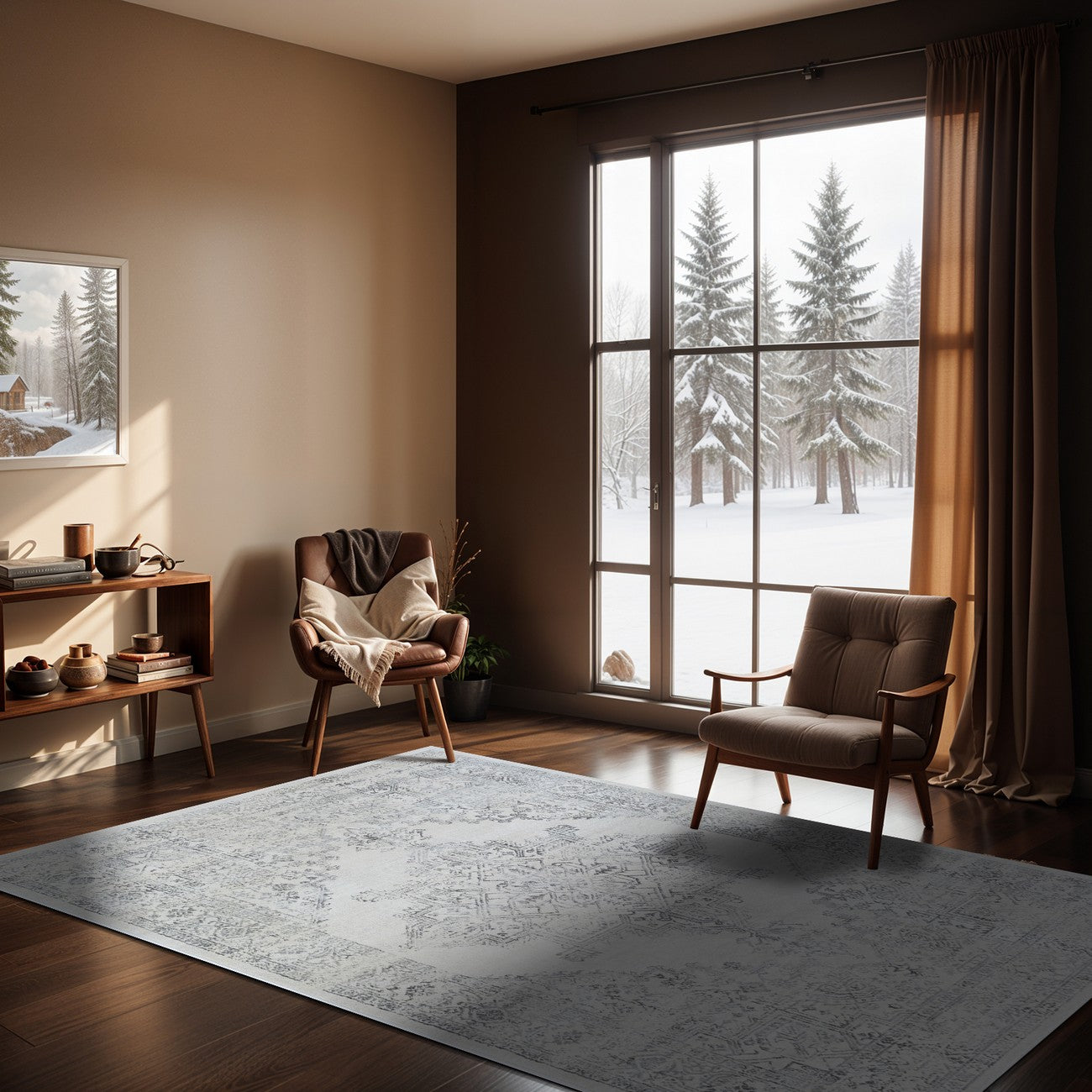 CEREN Vintage Traditional Oriental Boho Cream Area Rug Roomscene