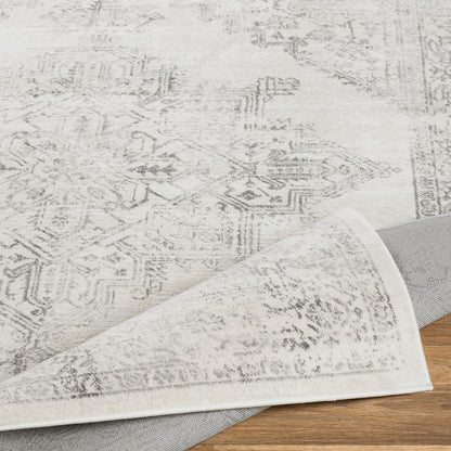 CEREN Vintage Traditional Oriental Boho Cream Area Rug Fold