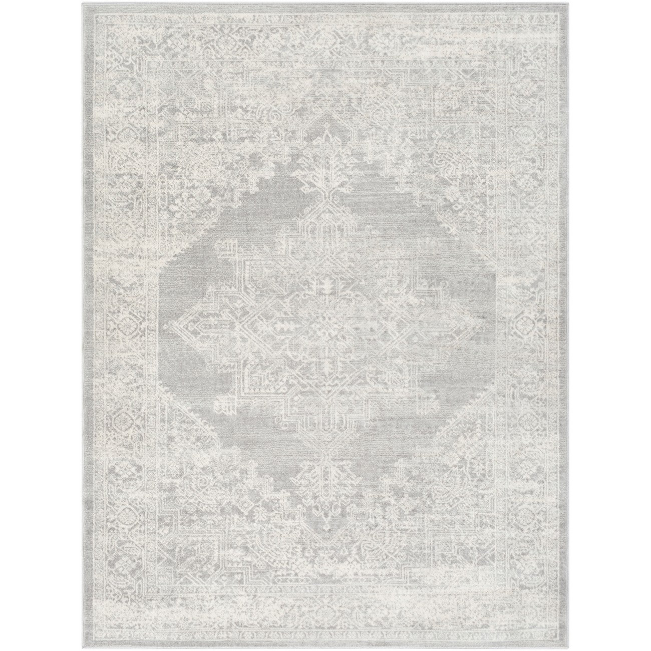 CEREN Vintage Traditional Oriental Boho Grey Area Rug Flat