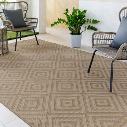 CHARDY Cottage Tan/Light Beige Machine Washable Jute Area Rug Roomscene