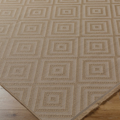 CHARDY Cottage Tan/Light Beige Machine Washable Jute Area Rug Corner