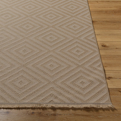 CHARDY Cottage Tan/Light Beige Machine Washable Jute Area Rug Front