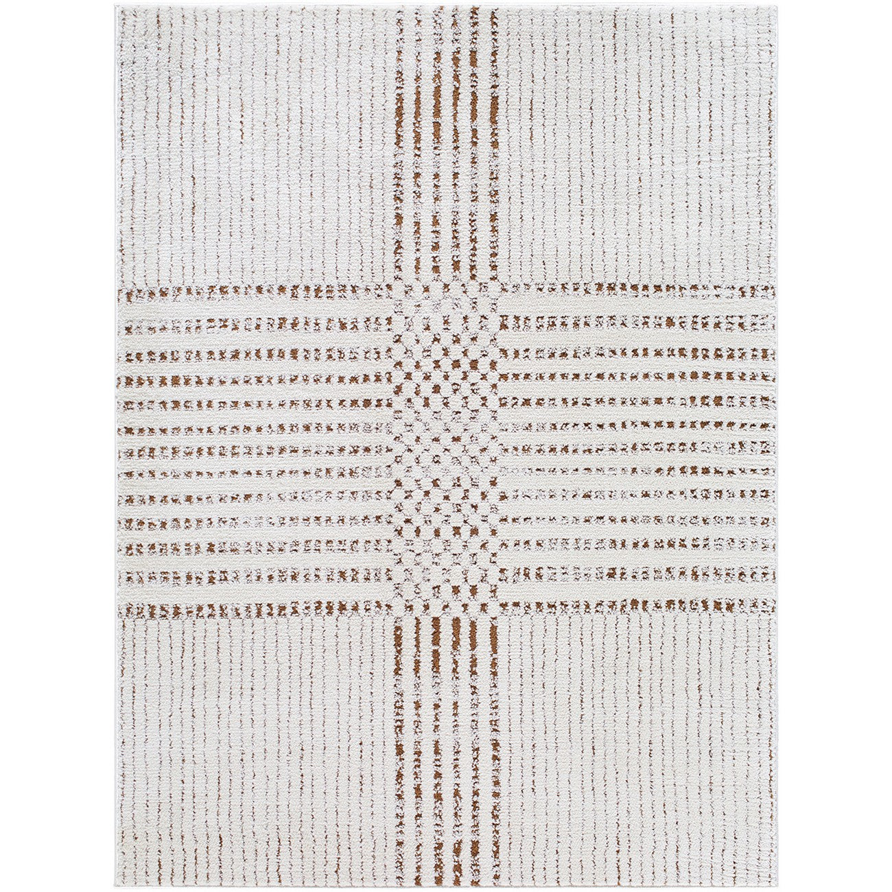 CHARLAINE Galey Alix x Livabliss Modern Scandi High Pile Ivory/Dark Brown Area Rug Flat