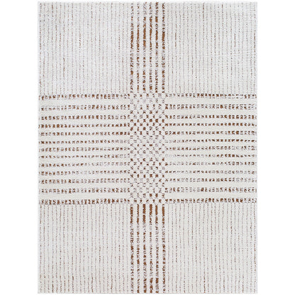CHARLAINE Galey Alix x Livabliss Modern Scandi High Pile Ivory/Dark Brown Area Rug Flat