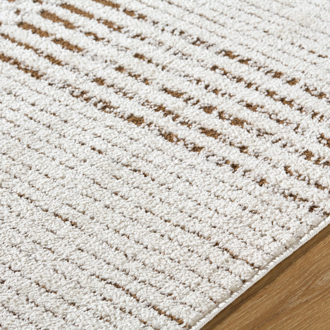 CHARLAINE Galey Alix x Livabliss Modern Scandi High Pile Ivory/Dark Brown Area Rug Texture