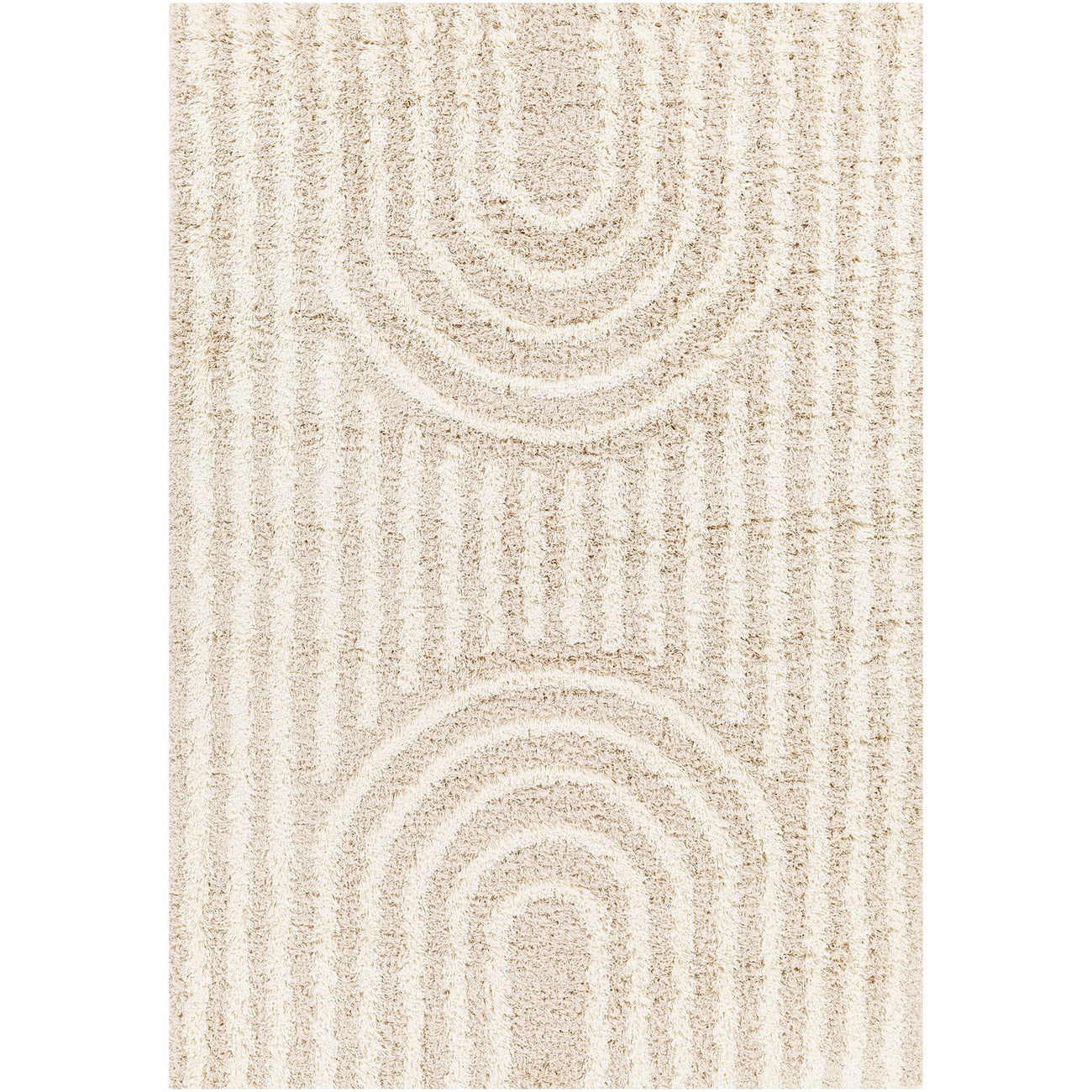 CHRISTINA Shaggy Modern Plush Pile Beige Area Rug Flat