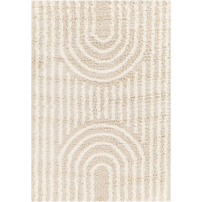 CHRISTINA Shaggy Modern Plush Pile Beige Area Rug Flat