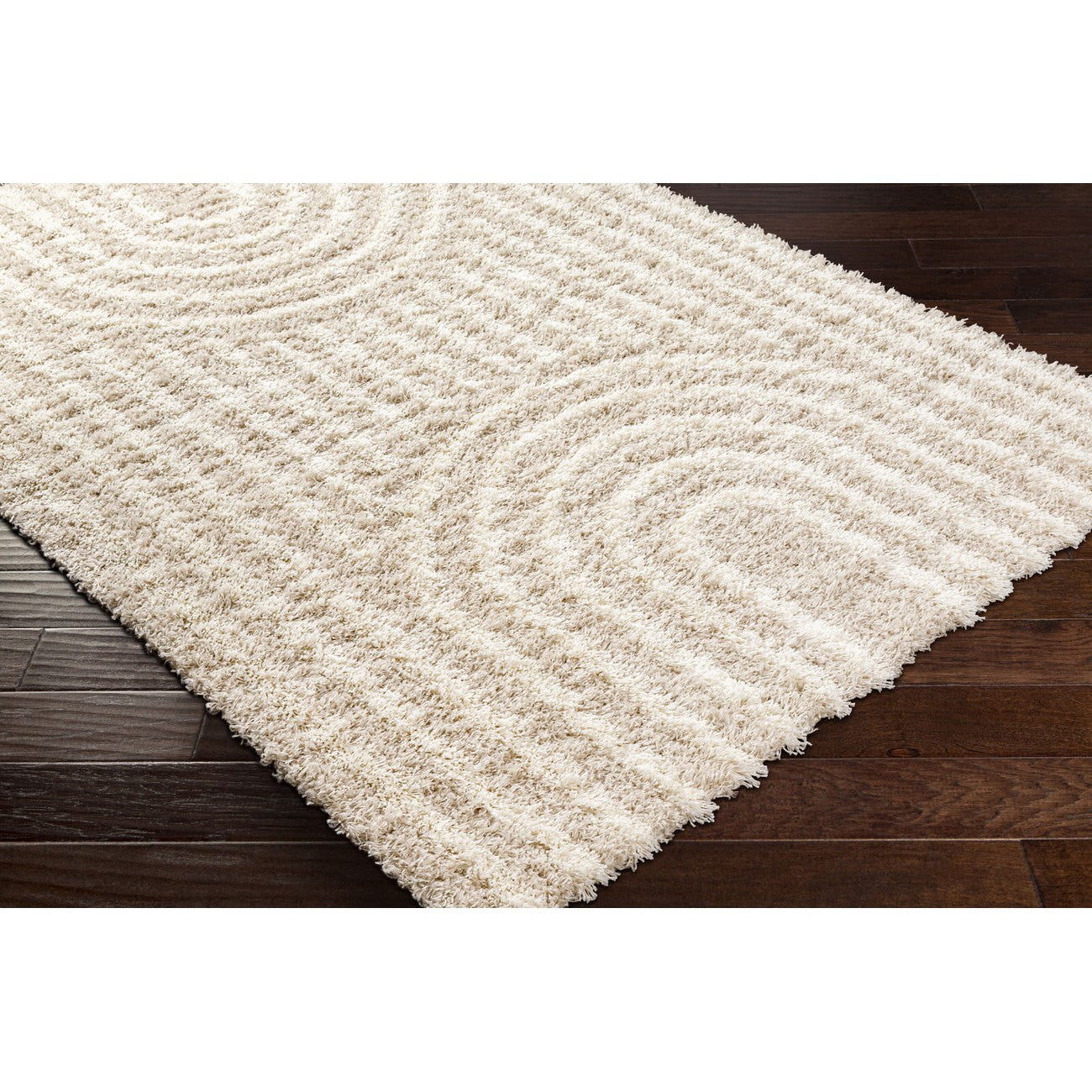 CHRISTINA Shaggy Modern Plush Pile Beige Area Rug Corner