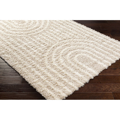 CHRISTINA Shaggy Modern Plush Pile Beige Area Rug Corner
