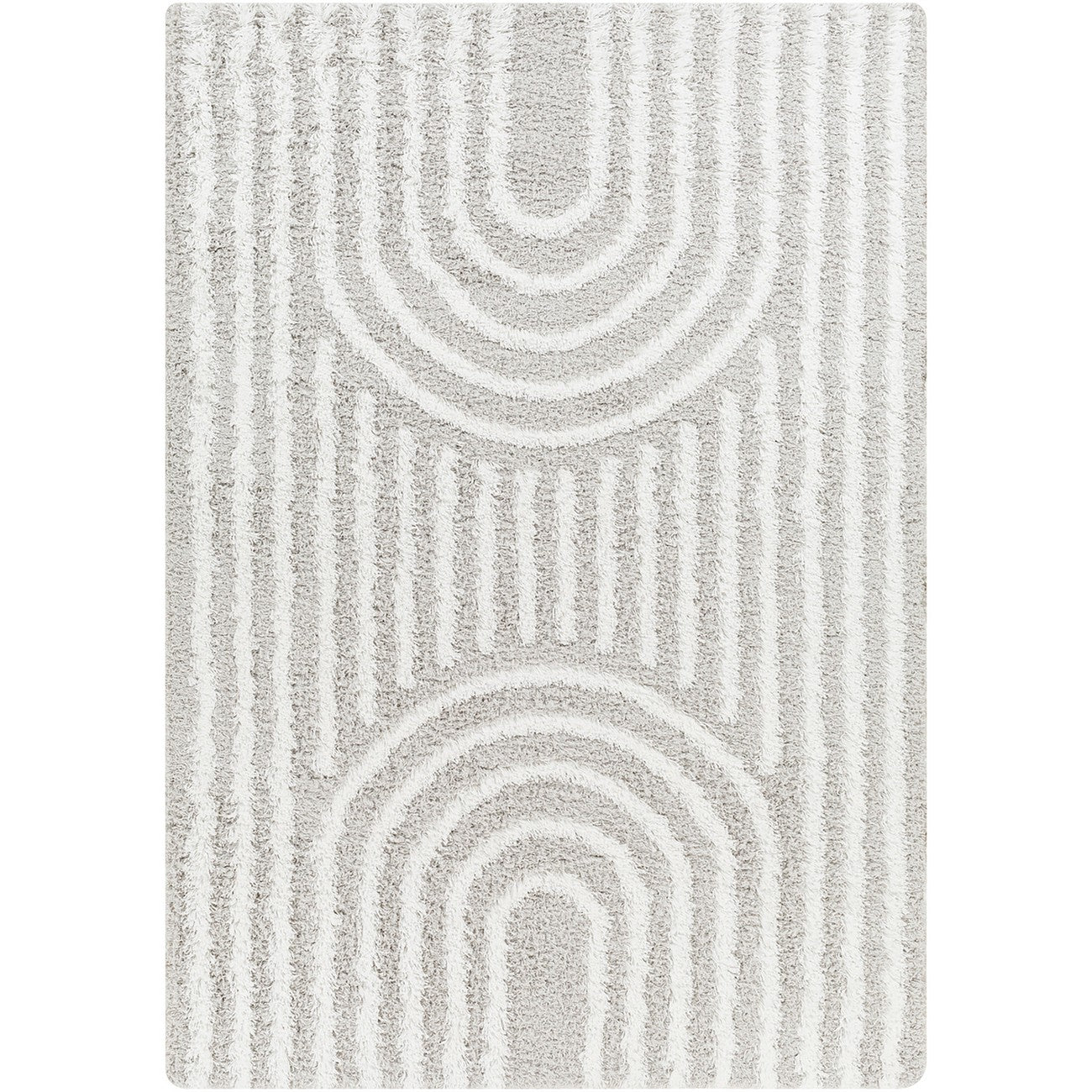 CHRISTINA Shaggy Modern Plush Pile Light Grey Area Rug Flat