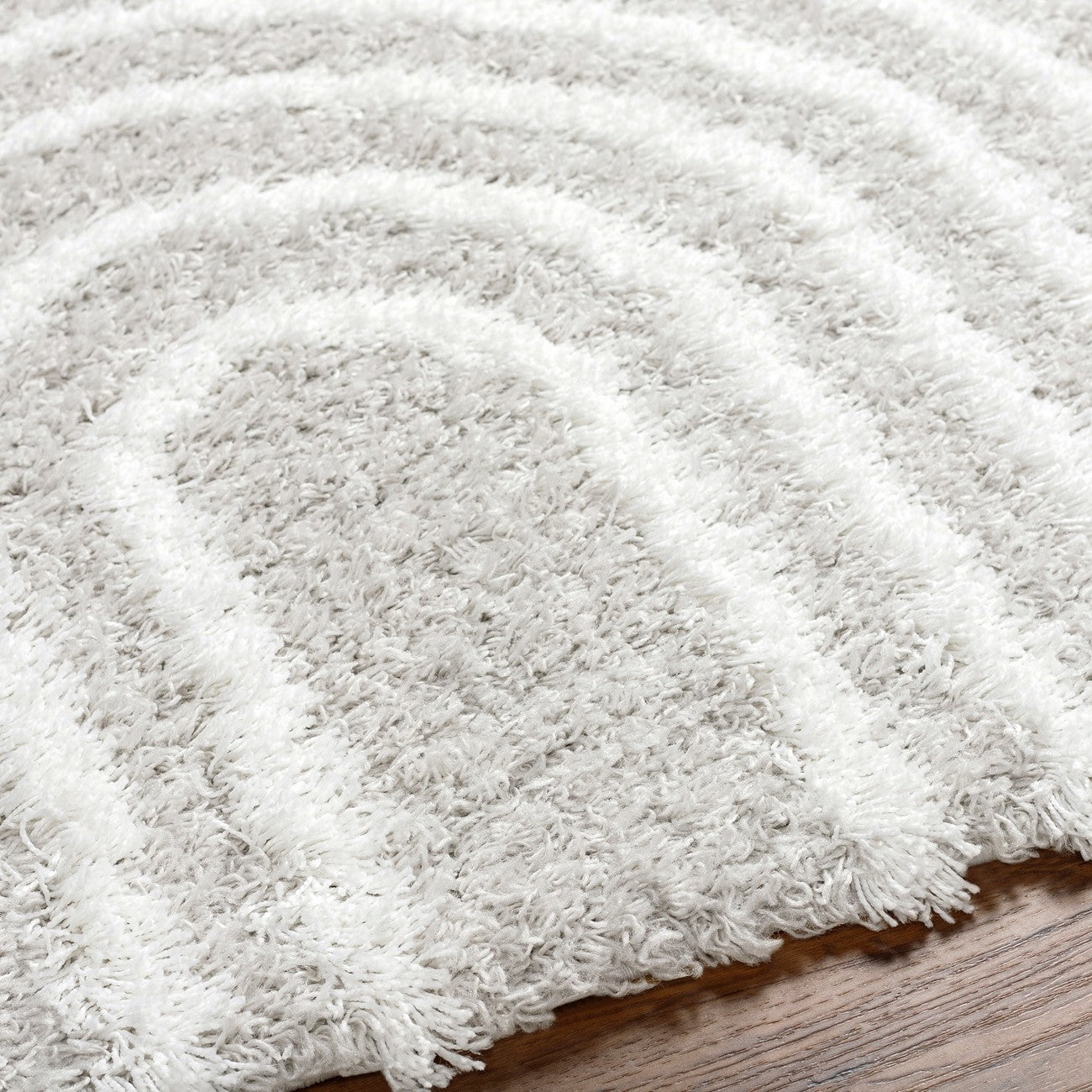 CHRISTINA Shaggy Modern Plush Pile Light Grey Area Rug Texture