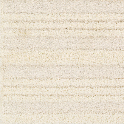 CHUMINI Shaggy Modern Plush Pile Cream Striped Area Rug Swatch