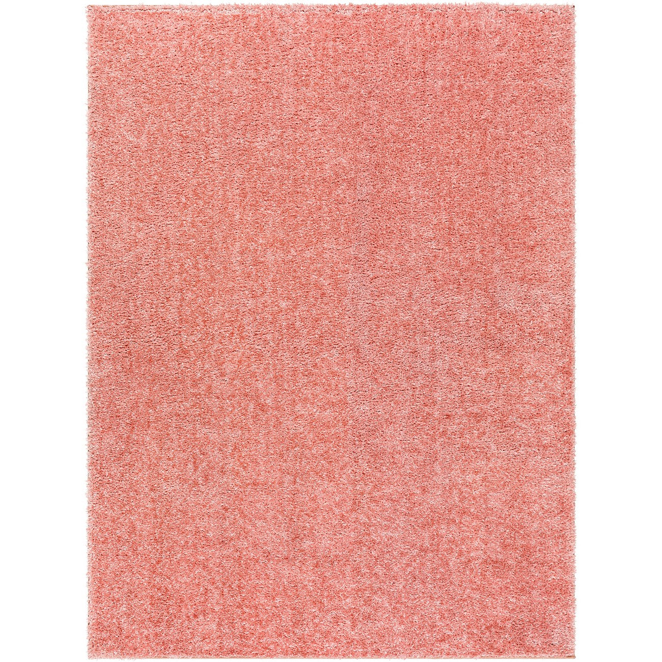 CLAIRE Shaggy Solid Color Plush Pile Coral Area Rug Flat