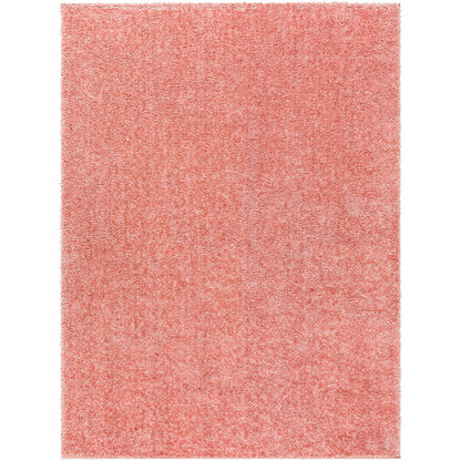 CLAIRE Shaggy Solid Color Plush Pile Coral Area Rug Flat