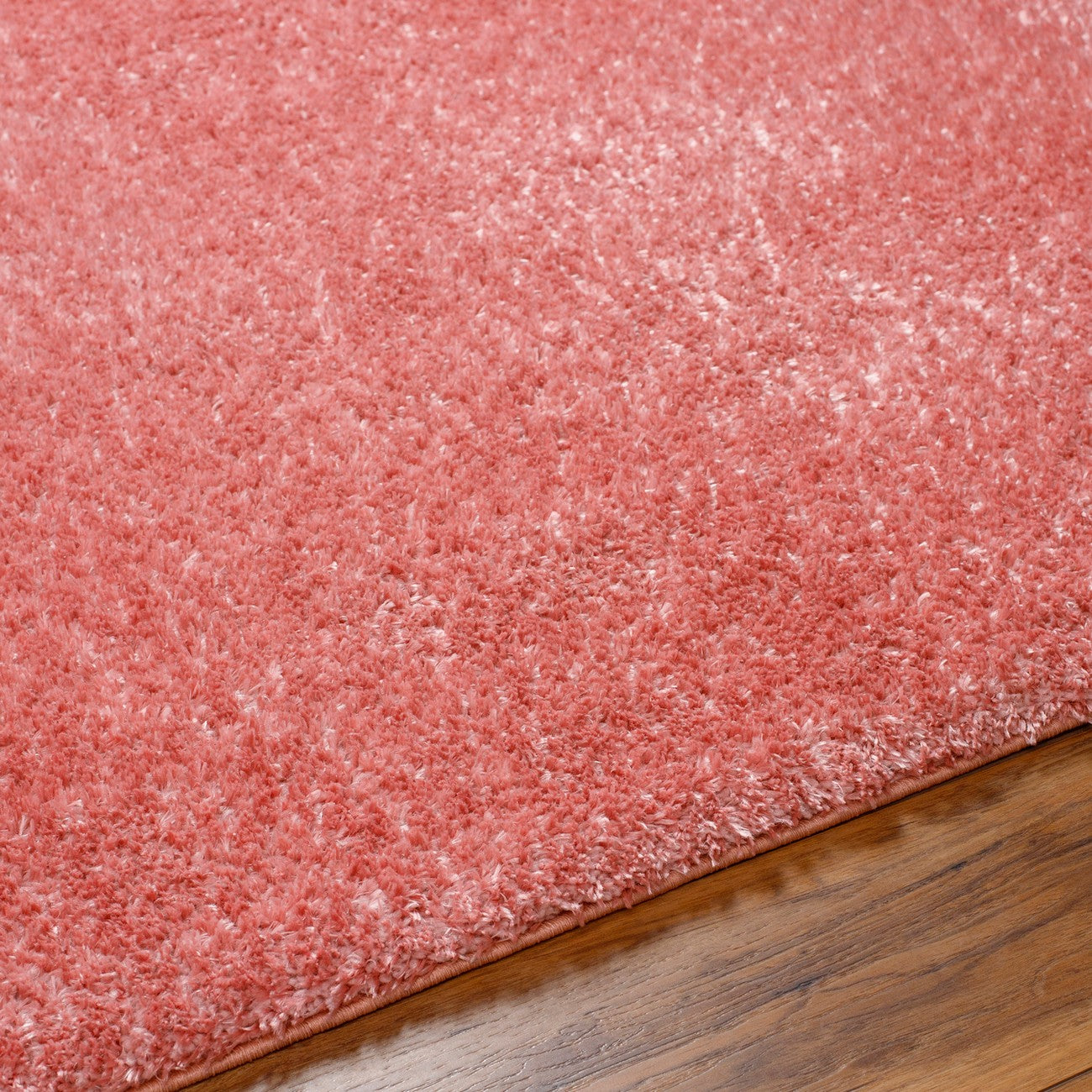 CLAIRE Shaggy Solid Color Plush Pile Coral Area Rug Texture