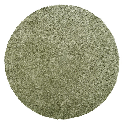 CLAIRE Round Shaggy Solid Color Plush Pile Moss Green Area Rug Color Checker