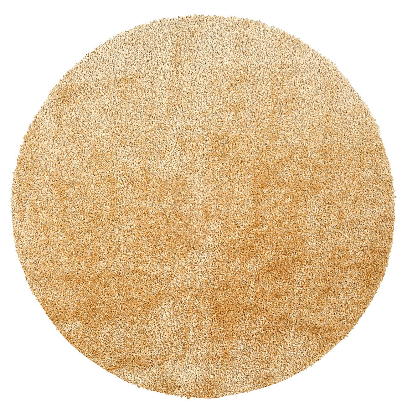 CLAIRE Round Shaggy Solid Color Plush Pile Mustard Area Rug Color Checker