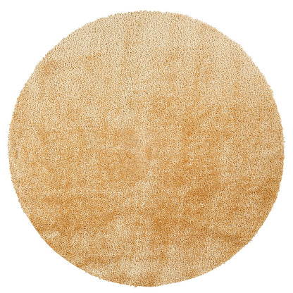 CLAIRE Round Shaggy Solid Color Plush Pile Mustard Area Rug Color Checker