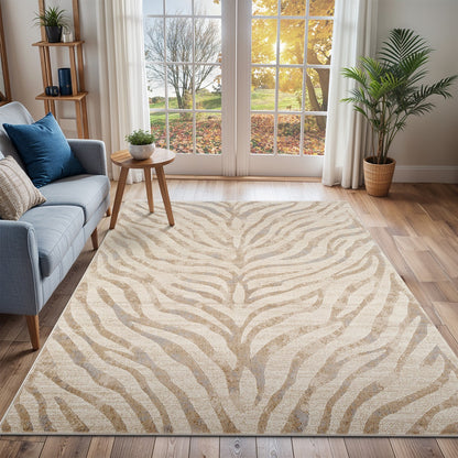 CYBELE Scandi Boho Zebra Light Grey Area Rug Roomscene