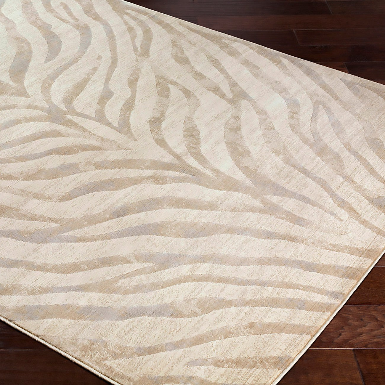 CYBELE Scandi Boho Zebra Light Grey Area Rug Corner