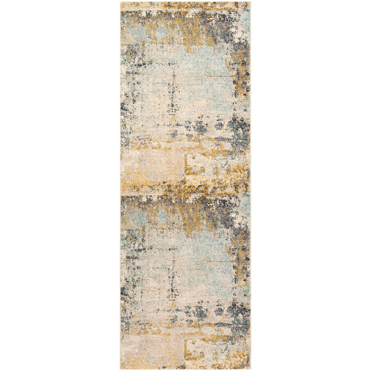 BELLATRIX Abstract Modern Marble Mustard Area Rug Flat