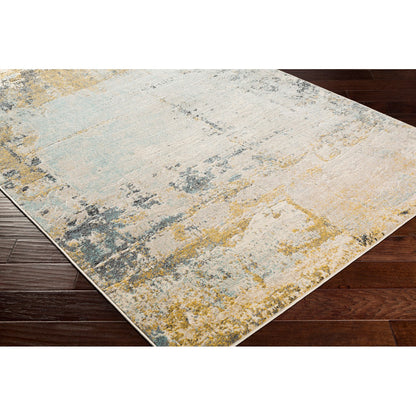 BELLATRIX Abstract Modern Marble Mustard Area Rug Corner