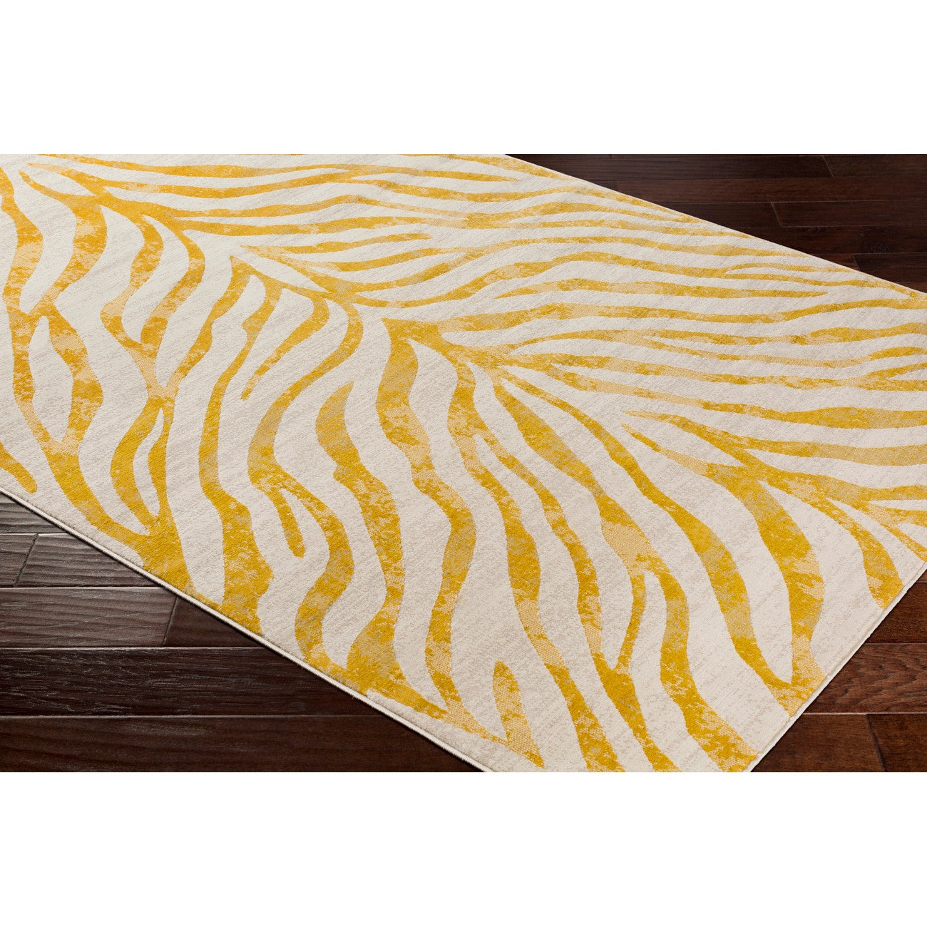 CYBELE Scandi Boho Zebra Mustard Area Rug Corner