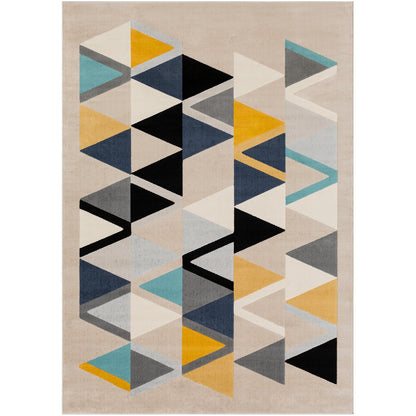 DELANEY Scandi Geometric Mustard Area Rug Flat
