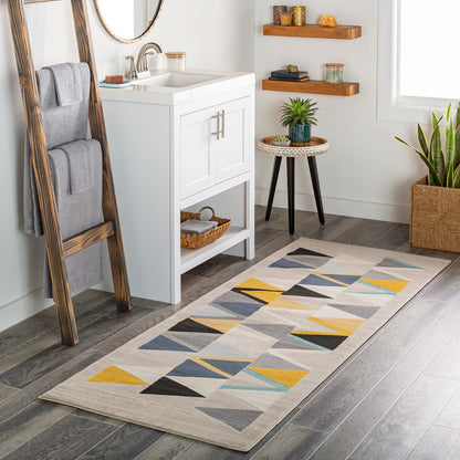 DELANEY Scandi Geometric Mustard Area Rug Roomscene