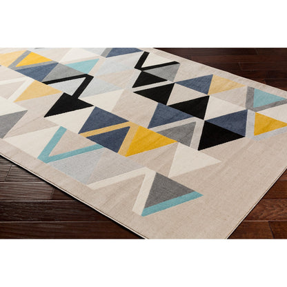DELANEY Scandi Geometric Mustard Area Rug Corner