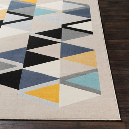 DELANEY Scandi Geometric Mustard Area Rug Front