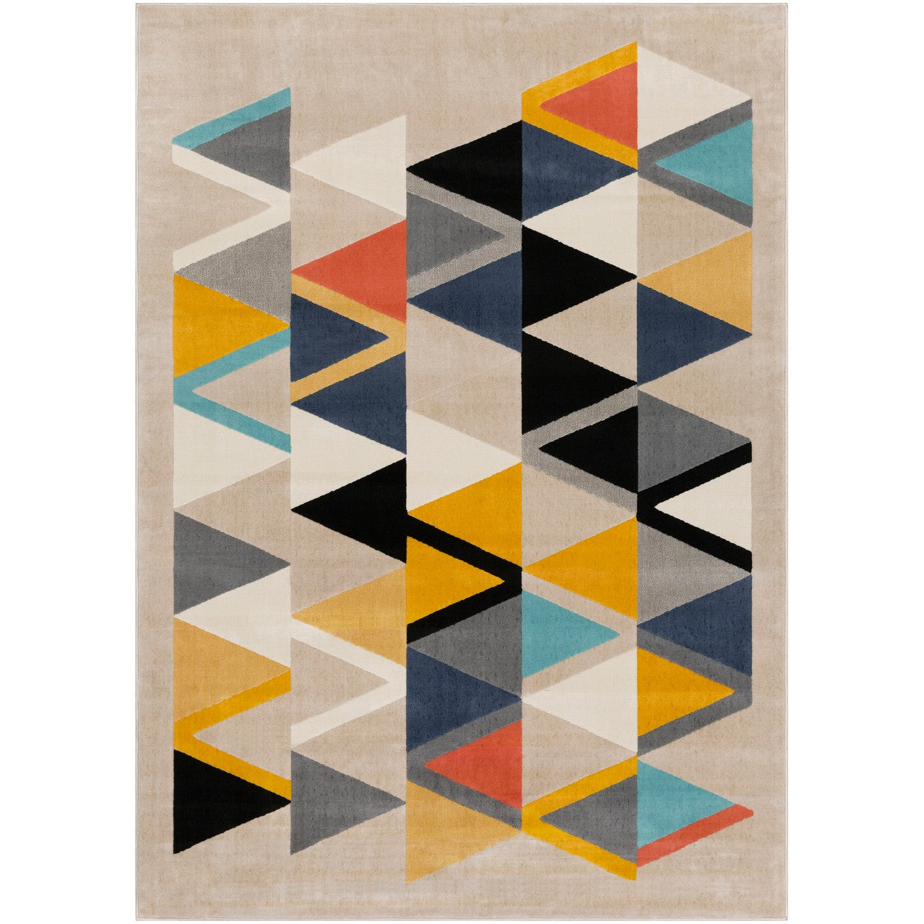 DELANEY Scandi Geometric Taupe Area Rug Flat